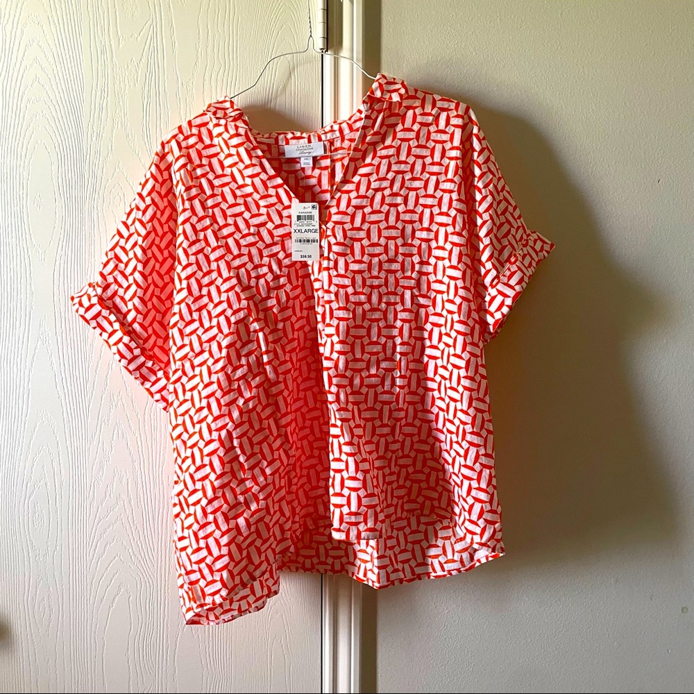 NEW ORANGE AND WHITE BLOUSE XXL